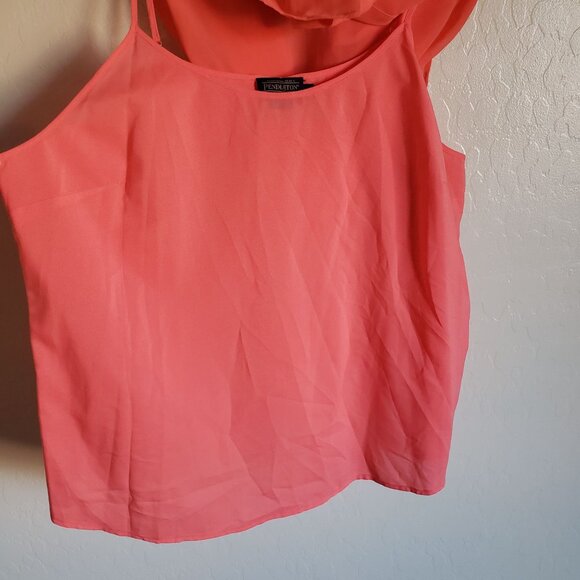 Pendleton Sheer Button Up Shirt w Cami Tank Coral Size Women's 18 Long Sleeves - Picture 7 of 11